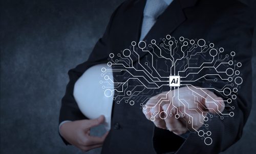 Artificial Intelligence (AI),machine learning with data mining technology on virtual dachboard.smart engineer working on new technology.